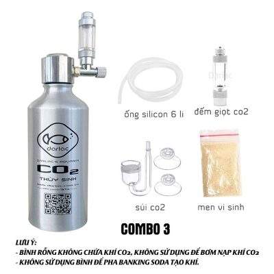 Bình CO2 Nhôm nắp INOX - Bình CO2 thủy sinh chế đầy đủ phụ kiện - Combo 3